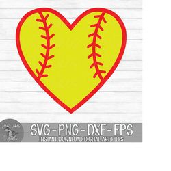 Softball Heart - Instant Digital Download - svg, png, dxf, and eps files included!