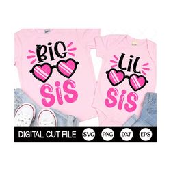 big sis svg, lil sis svg, kids shirt design, newborn baby girl, big sister, little sister svg, baby shower, svg files for cricut, silhouette