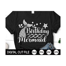 Birthday Mermaid Svg, Girl Birthday Shirt Svg, Baby Girl Svg, Mermaid Tail Svg, Kids Birthday Gift Shirt Design, Svg Files For Cricut