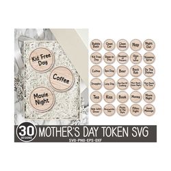 Mother's Day Token SVG, Set of 30 Laser Cut File, Mothers Day Svg, Mama Needs A Jar, Gift For Mother, SVG, Glowforge file