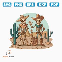 Vintage Howdy Cowboy Skeleton Cactus SVG Cutting File