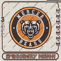 NCAA Logo Embroidery Files, NCAA Mercer Bears Embroidery Designs, Mercer Bears Machine Embroidery Design