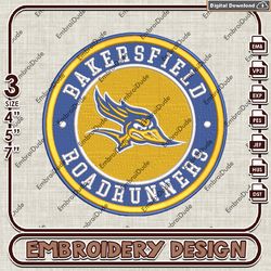 NCAA Logo Embroidery Files, NCAA Cal State Embroidery Designs, Bakersfield Roadrunners Machine Embroidery Design