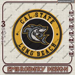 NCAA Logo Embroidery Files, NCAA Long Beach Embroidery Designs,Long Beach State Beach Warriors Machine Embroidery Design
