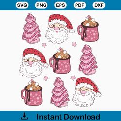 Pink Christmas Tree Cake Hot Cocoa SVG Graphic Design File