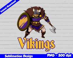 Vikings Png, Football mascot warrior style, vikings t-shirt design PNG for sublimation, sport mascot design