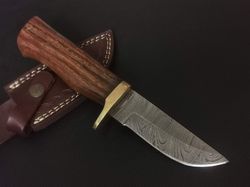 Picture 1 of 7 Hover to zoom 8.5" CUSTOM HAND MADE DAMASCUS STEEL BOWIE KNIFE ROSEWOOD HANDLE W/SHEAT
