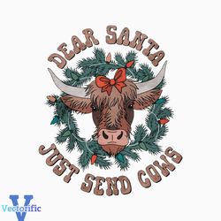 Vintage Dear Santa Just Send Cows PNG Sublimation File