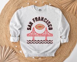 Throwback San Francisco Football Sweatshirt Retro SF Crewneck Vintage Hoodie Distressed Sweater Cute Game Day T-shirt Fa
