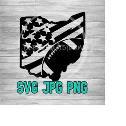 Ohio American Flag Football SVG PNG JPG | Ohio Football Vector | Cricut and Silhouette File | Clipart | Laser Engraving