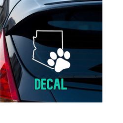 arizona paw decal | az dog pawprint decal | rescue dog paw print arizona decal | window decal | outdoor decal