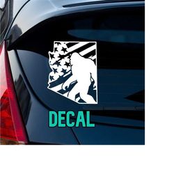 arizona american flag bigfoot decal | az bigfoot american flag decal | distressed american flag decal | window decal | outdoor decal