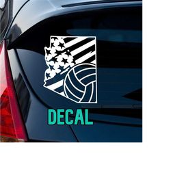 arizona american flag volleyball decal | az volleyball american flag decal | distressed american flag decal | window decal | outdoor decal