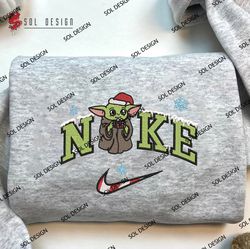 Baby Yoda Merry Xmas Embroidered Sweatshirt,  Christmas Embroidered Shirt, Starwar Unisex Embroidered Hoodie
