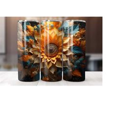 Psychedelic Sunflower 20 Oz Tumbler Wrap, Sunflower Tumbler Wrap, Sunflower, Vibrant Wrap, Straight Template, Tapered, S
