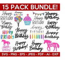Happy Birthday SVG Bundle, Birthday SVG, Birthday Girl svg,Birthday Shirt SVG, Birthday Gift Svg,Hand-lettered Design,Cu