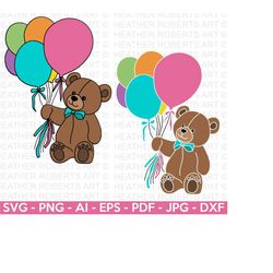 teddy bear with balloons svg, stuffed toy svg, teddy bear clipart, toy svg, gift for kids, kid's shirt, cute bear svg, c