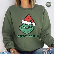 Personalized Christmas Gifts, Grinch Long Sleeve Shirts, Custom Grinchmas Sweatshirts, Merry Christmas Hoodies, Customiz