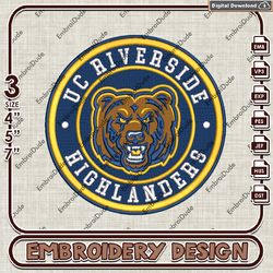 NCAA Logo Embroidery Files, NCAA UC Riverside Highlanders Embroidery Designs, UC Riverside Machine Embroidery Design