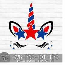 4th of July Unicorn - Instant Digital Download - svg, png, dxf, and eps files included!