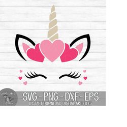 Valentine's Day Unicorn - Instant Digital Download - svg, png, dxf, and eps files included!