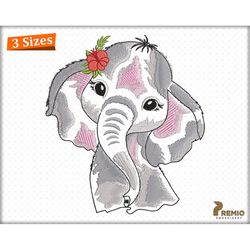 Africa Zebra Elephant Embroidery Design, Baby Elephant Machine Embroidery Design, Safari Animal Embroidery Design -Paint