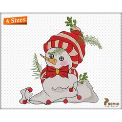 Snowman Embroidery Design, Snowman Christmas Light Machine Embroidery Designs, Christmas Winter Snowman Embroidery Files