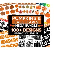 Pumpkin and Fall Leaves Mega SVG Bundle, Fall  Cliparts SVG Bundle, Maple Leaf Svg, Autumn Svg, Fall Leaf svg,Autumn Bun