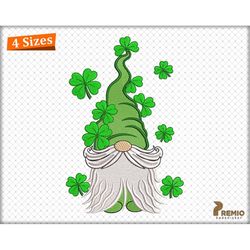 St. Patrick's Day Gnome Embroidery Design, St. Patrick's Shamrock Clover Gnome Embroidery Files, Irish Lucky Gnome Machi