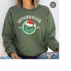 Grinchmas Sweatshirts, Christmas Gifts, Merry Christmas Gift, Grinch Long Sleeve T-Shirts, Holiday Clothing, Xmas Hoodie