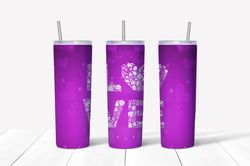 Purple Love - Floral Tumbler, Valentine Tumbler Design, Design 20oz/ 30oz Skinny Tumbler PNG, Instant download(2)