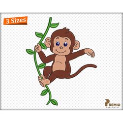 Monkey Embroidery Design, Safari Animals Embroidery Design, Baby Monkey Machine Embroidery Design - Embroidery Monkey