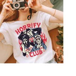 Horrify Club Shirt , Scary Movies Fan Gift , Vintage Halloween Tshirt , Baseball Shirt , Horror Movie Tee , Halloween Ki
