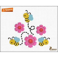 Daisies Bumble Bee  Embroidery Design,  Spring Daisy Embroidery Pattern, Honey bee  Embroidery Design, Daisy BEE Machine
