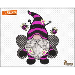 Bee Gnome Embroidery Design, Bumblebee Gnome Embroidery Design, Honey bees Embroidery Patterns, Butterfly BEE Gnome Embr
