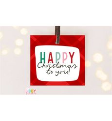 Modern Merry Christmas SQUARE TAG, printable cookie tag, instant download christmas holiday tag
