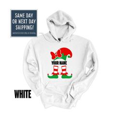 personalized christmas gift, customized boys elf gift, your family name hoodie, christmas family gift, christmas family