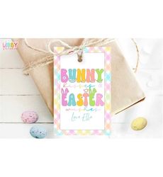 printable happy easter gift tag, editable easter bunny cookie tags, instant download easter tag,personalize easter treats gift tag corjl 087