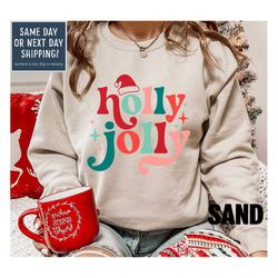 holly jolly christmas sweatshirt, personalized christmas gift, funny xmas shirt, merry christmas family gift, christmas