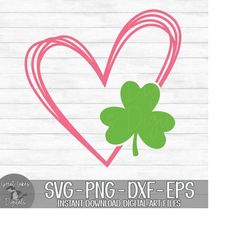 Saint Patrick's Day Heart - Instant Digital Download - svg, png, dxf, and eps files included! Girl, Shamrock, Clover