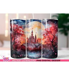 Autumn Fall 20 oz Skinny Tumbler Sublimation Design Digital Download PNG Instant Enchanted Forest Magical Fall Halloween tumbler wrap