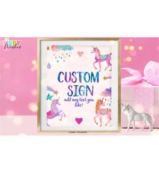 Editable Custom Sign Unicorn Birthday Magical Unicorn Party Decor Girl Pink Pastel Unicorn Party Signs 8x10 Download PRINTABLE Corjl 103