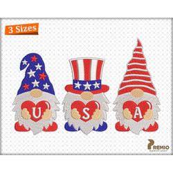 American USA Gnome embroidery,  Patriotic Gnomes Machine embroidery Design, 4th of July Gnome Embroidery Design, Indepen