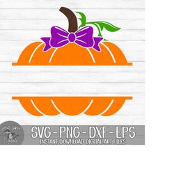 Pumpkin with Bow Monogram Name Frame - Girl, Halloween, Fall, Autumn - Instant Digital Download - svg, png, dxf, and eps