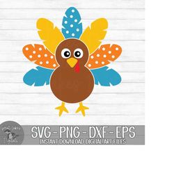 Thanksgiving Turkey - Instant Digital Download - svg, png, dxf, and eps files included! Blue, Boy Turkey, Baby Boy