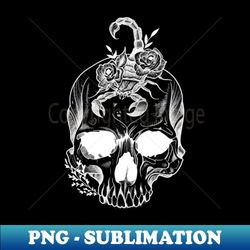 Skull Scorpion and Flowers white version - Premium PNG Sublimation File - Unlock Vibrant Sublimation Designs