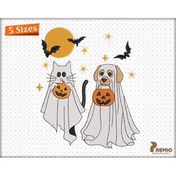 Dog Ghost Embroidery, Cat Ghost Embroidery Design, Halloween Ghost Dog Embroidery Design, Halloween Cat Dog Ghost Machin