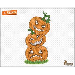 Pumpkin Embroidery Design, Halloween, Three Smiley Pumpkin Machine Embroidery File, Autumn Fall Pumpkin Embroidery Desig