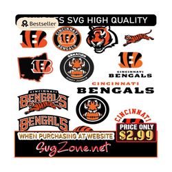 Cincinnati Bengals Svg Clipart Bundle For N--F--L Football Teams