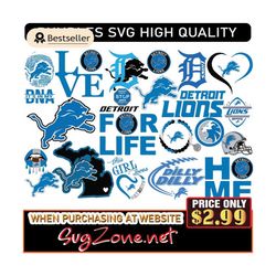 Detroit Lions Bundle Logo Svg - N-F-L Logo Svg Instant Download